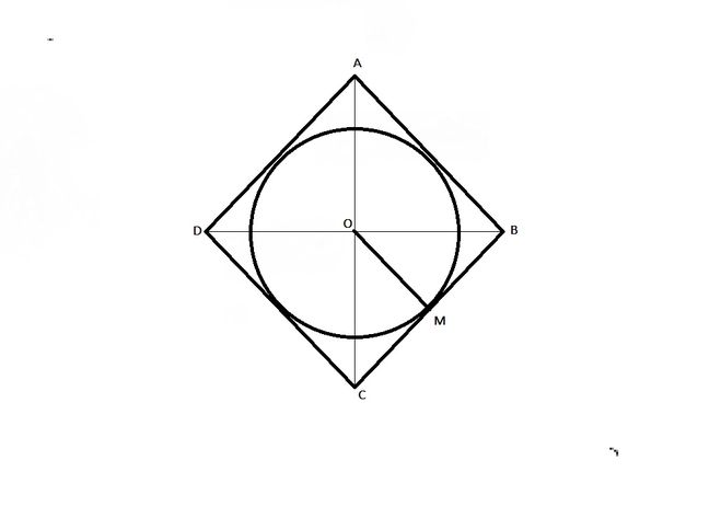 Вписанная окружность изображена на рисунке. Радиус вписанной окружности в ромб. Круг вписанный в ромб.
